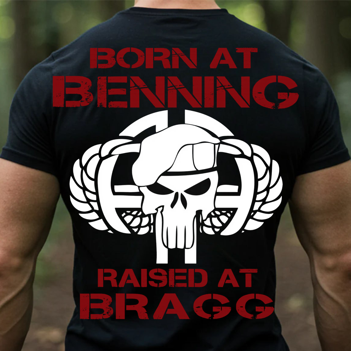 82nd Airborne Division Shirt Born at Benning Raised at Bragg Military Veteran Dad Gift