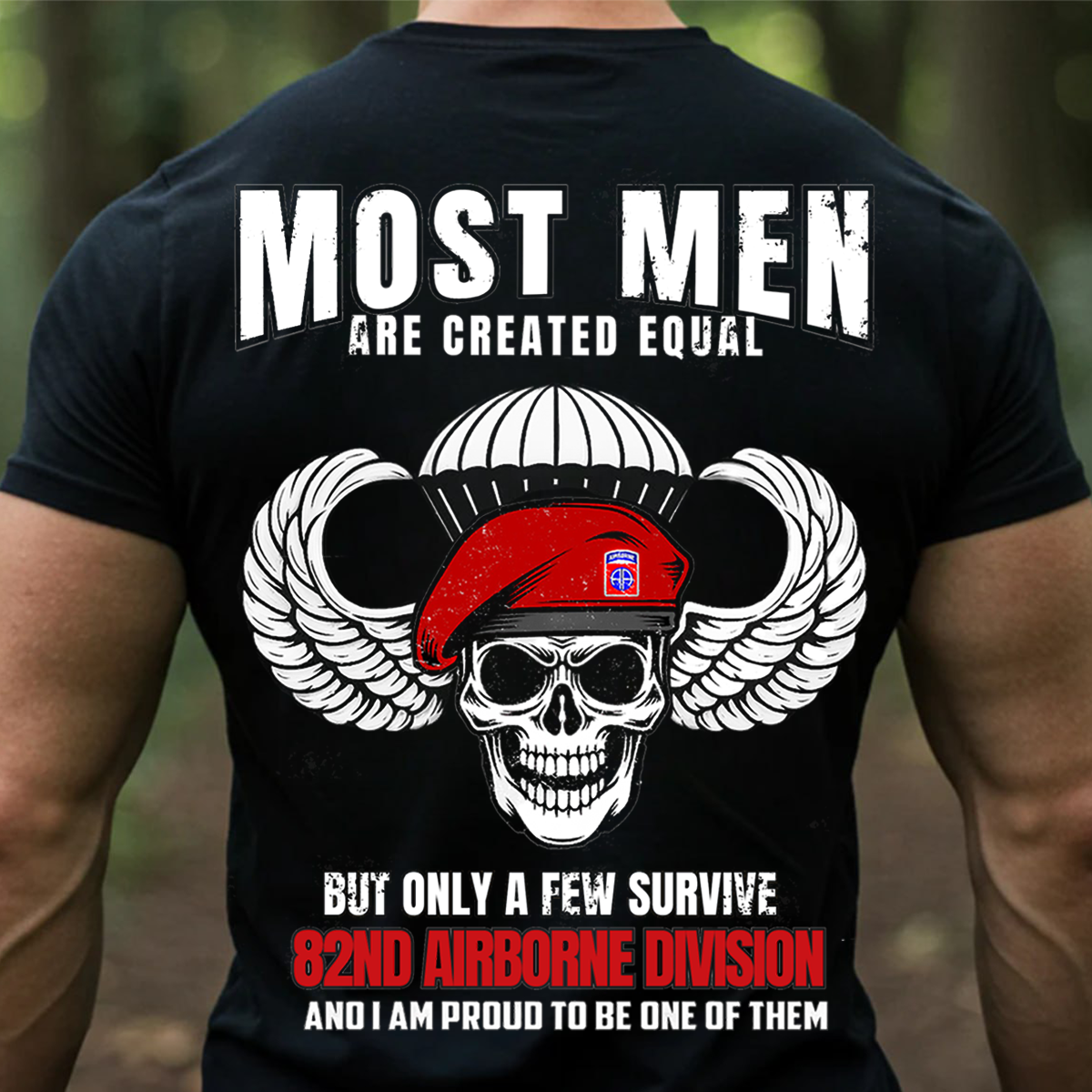 82nd Airborne Division T-Shirt  Paratrooper Skull Red Beret Tee US Army Military Veteran Gift Shirt