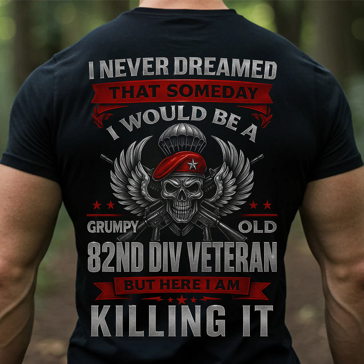82nd Airborne Veteran T-Shirt Grumpy Old Division Skull Military Shirt Veterans Day Gift