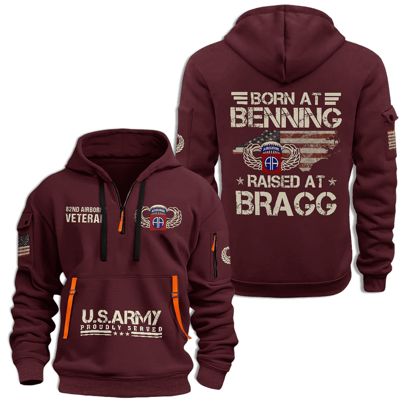 82nd Airborne Veteran US Army Proudly Served Half Zip Hoodie Father's Day Gift for Dad 82nd Airborne Veteran US Army Proudly Served Half Zip Hoodie Father's Day Gift for Dad