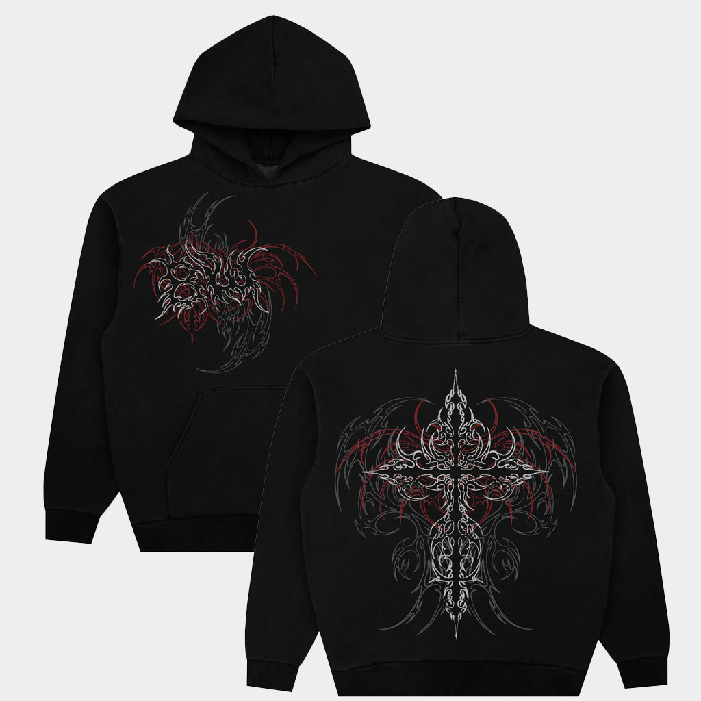 8THWNDR Merch Razor Tribal Hoodie Black Birthday Gift For Husband-1