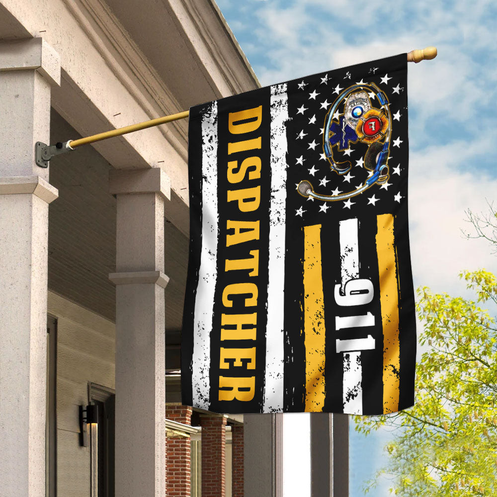 9 11 Dispatcher Thin Gold Line 911 Dispatcher Flag