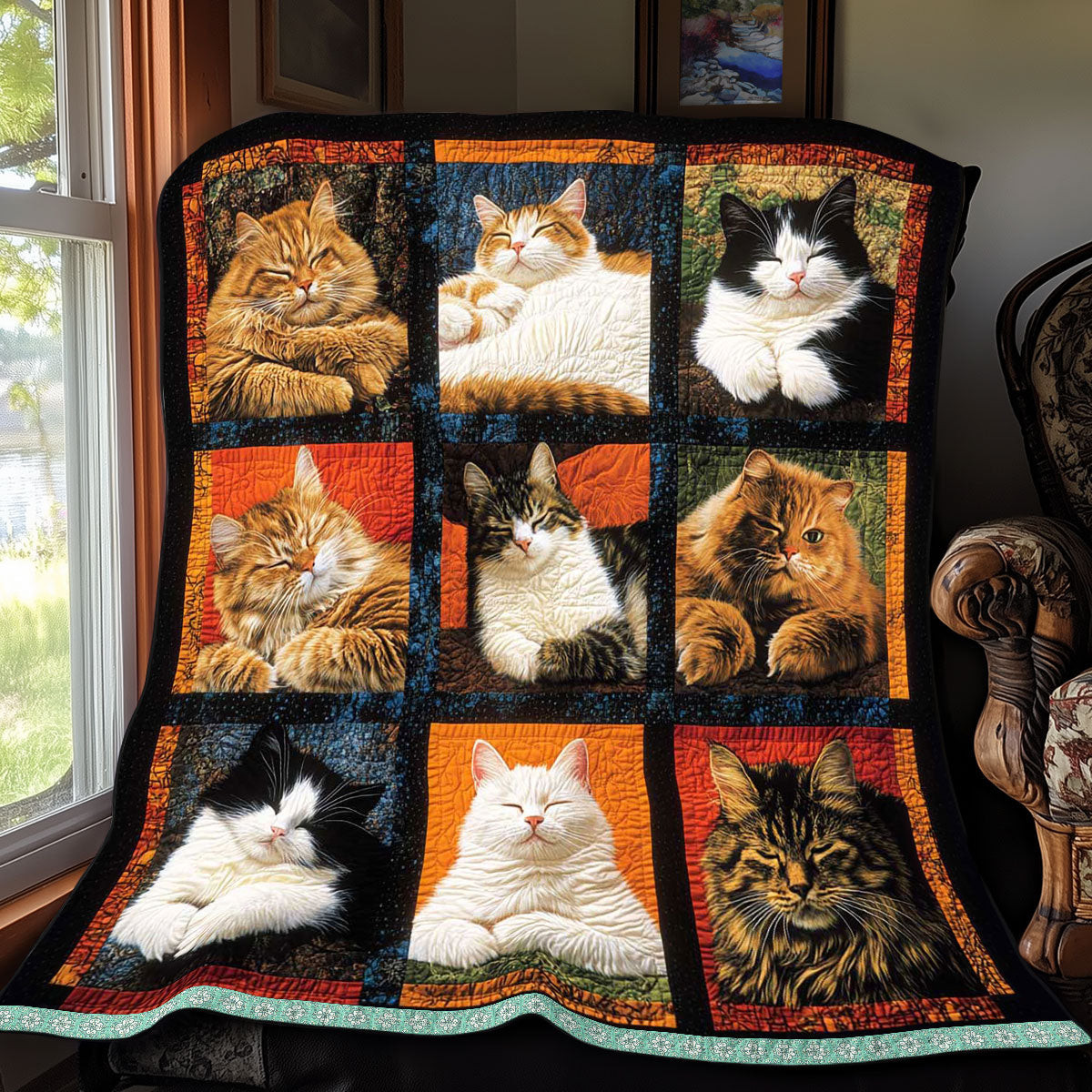 9 Sleeping Cat Quilt Blanket Throws And Blankets Mothers Day Gift For My Daughter