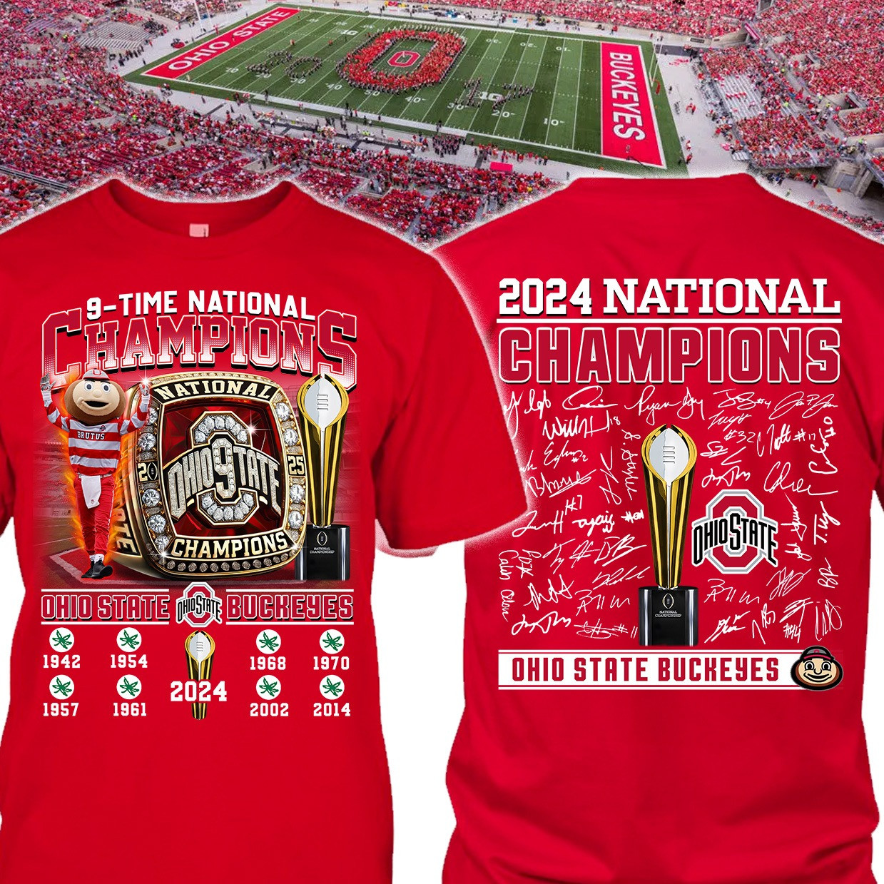 9 Times Ohio State Buckeyes National Champions Shirt OSU National Championship Merch Gifts