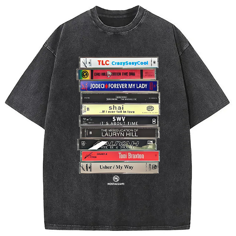 90's R&B Cassette Tape Washed T-Shirt Everyday Comfort Graphic Shirt Gifts For Him