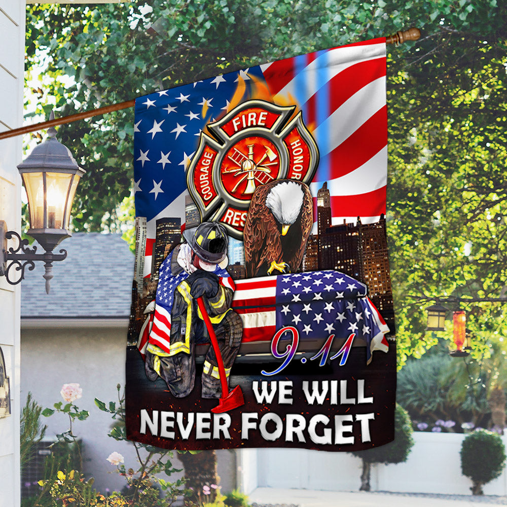 911 Flag We Will Never Forget Firefighter
