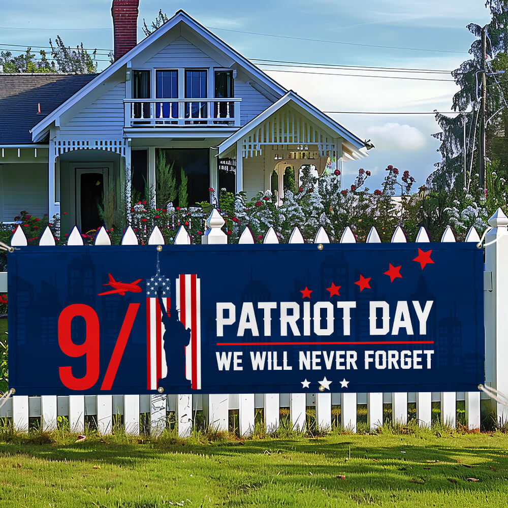 911 Patriot Day 9 11 September 11 Attacks Twin Towers Never Forget Fence Banner