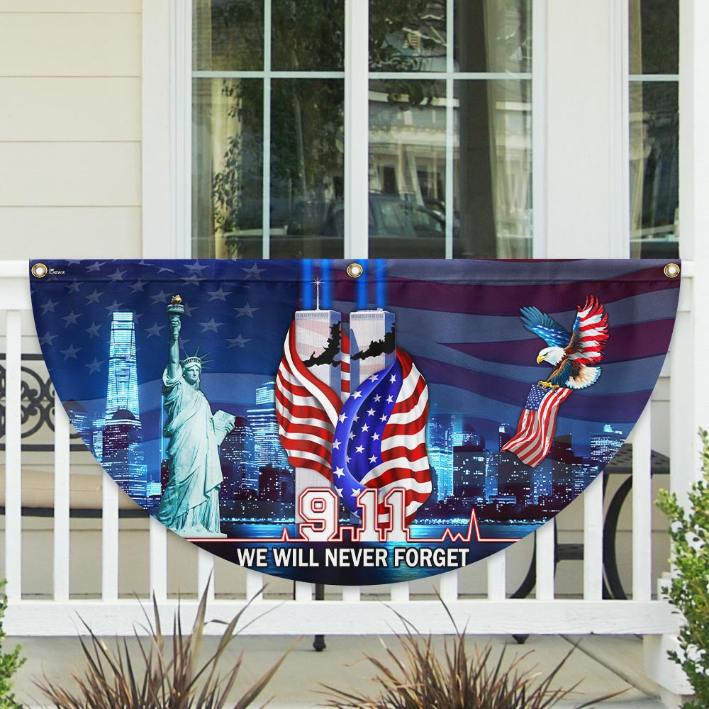 911 Patriot Day Flag 9 11 September 11 Never Forget Non-Pleated Fan Flag