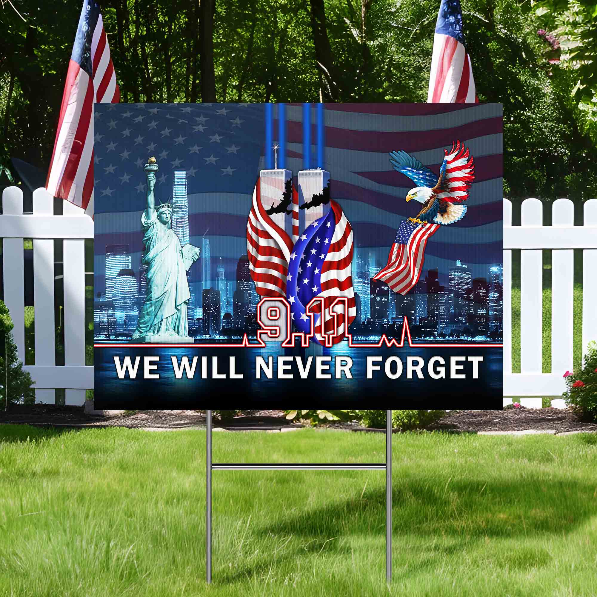 911 Patriot Day Flag 9 11 September 11 Never Forget Yard Sign