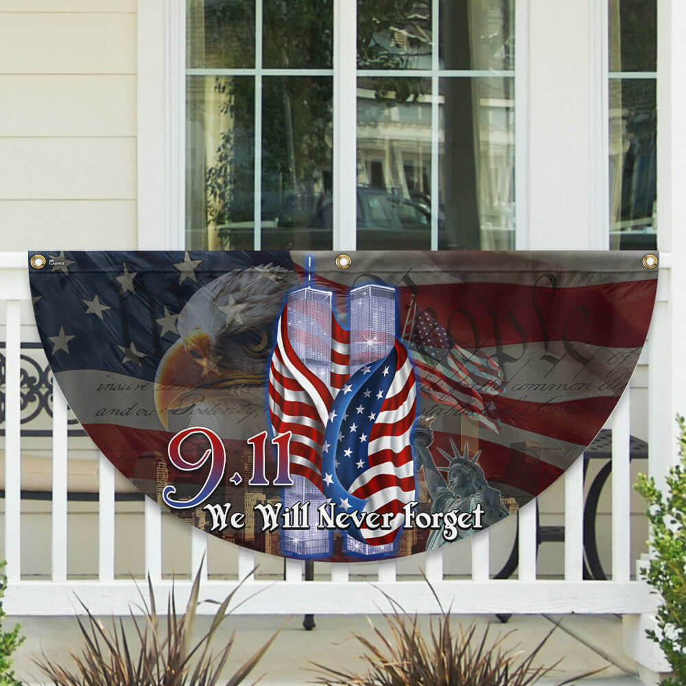 911 Patriot Day Never Forget September 11th Twin Towers 9 11 Non-Pleated Fan Flag