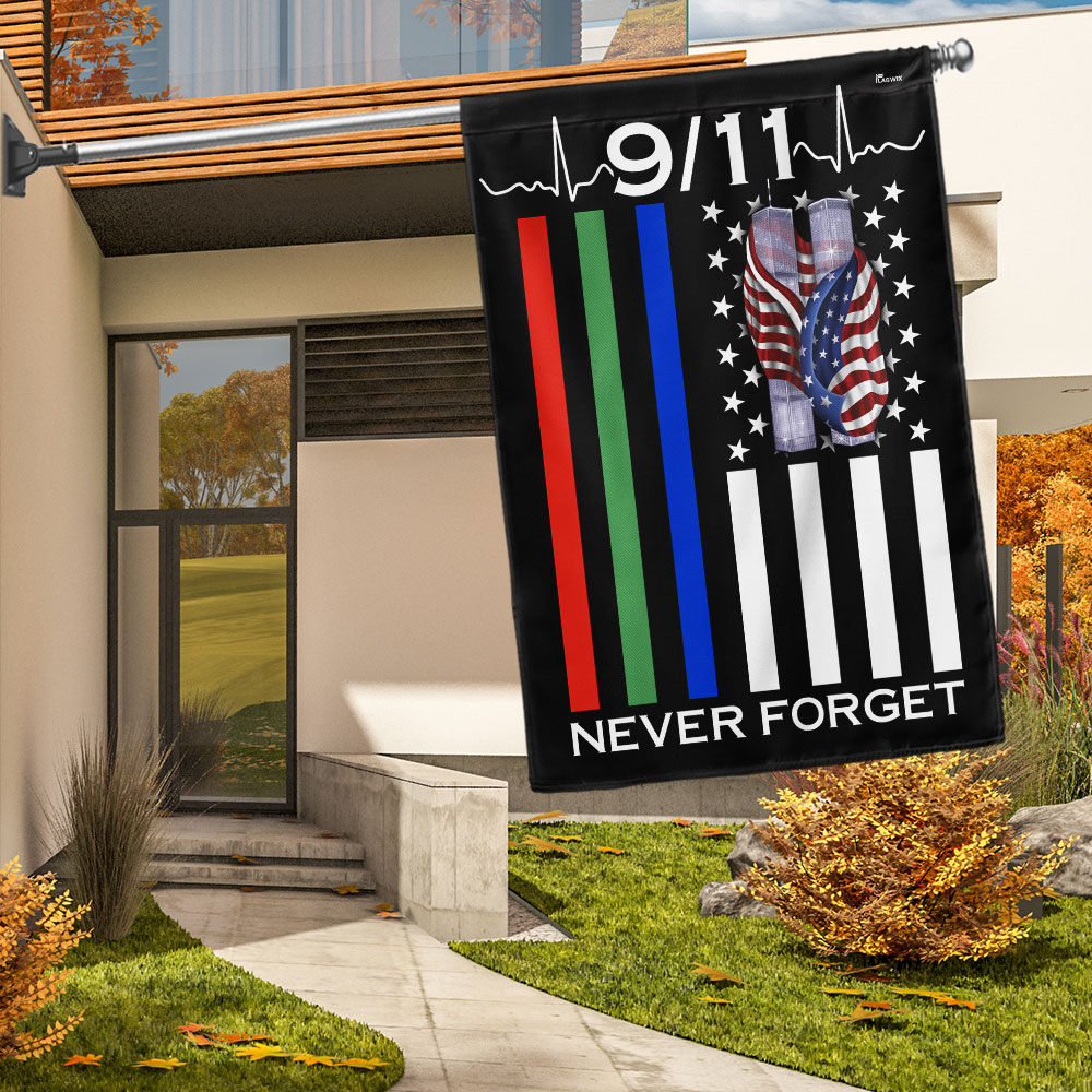 911 Patriot Day Thin Blue Red Green Flag September 11 Never Forget Police Firefighter Mili