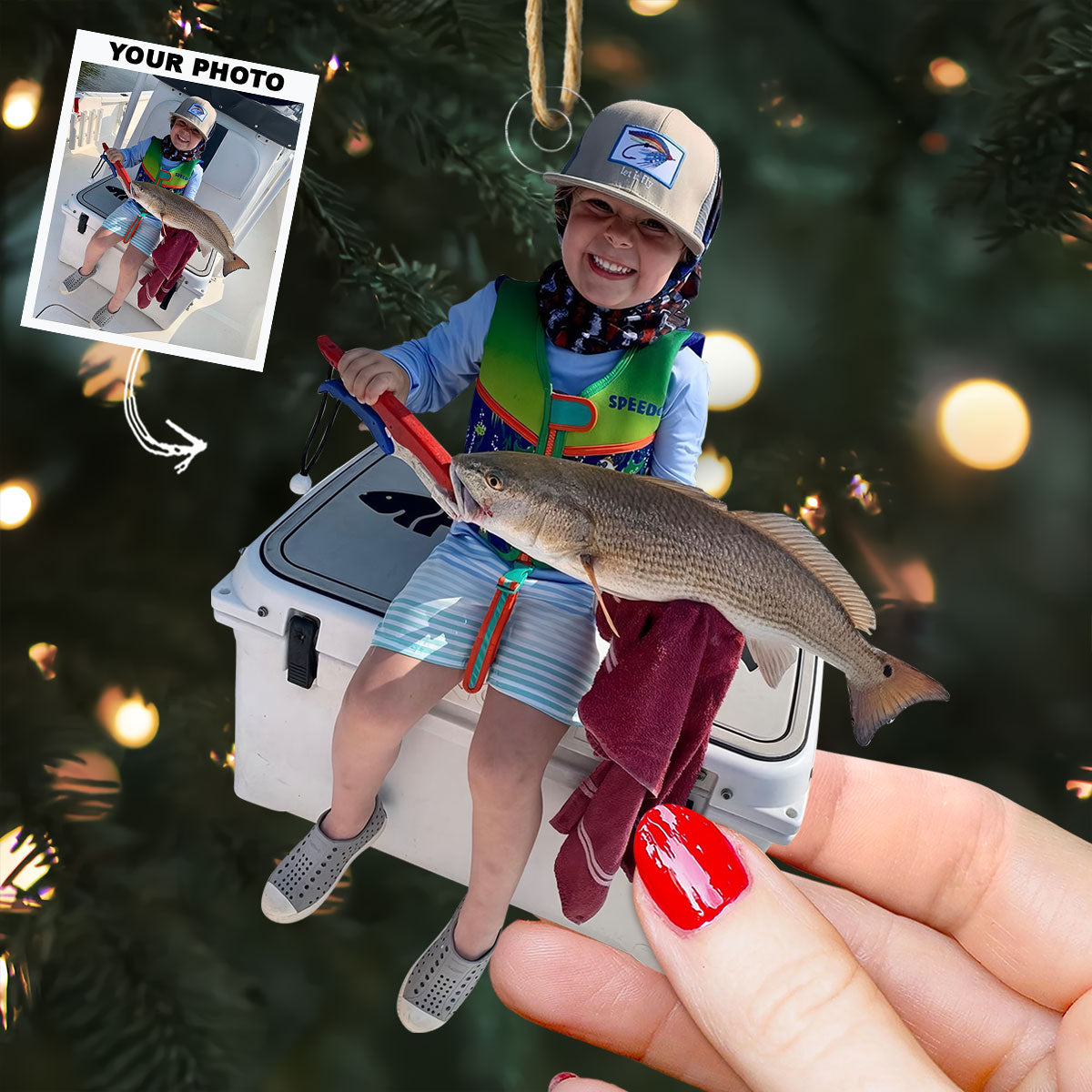 A Big Reward Personalized Photo Mica Ornament Christmas Gift For Fishing Lovers