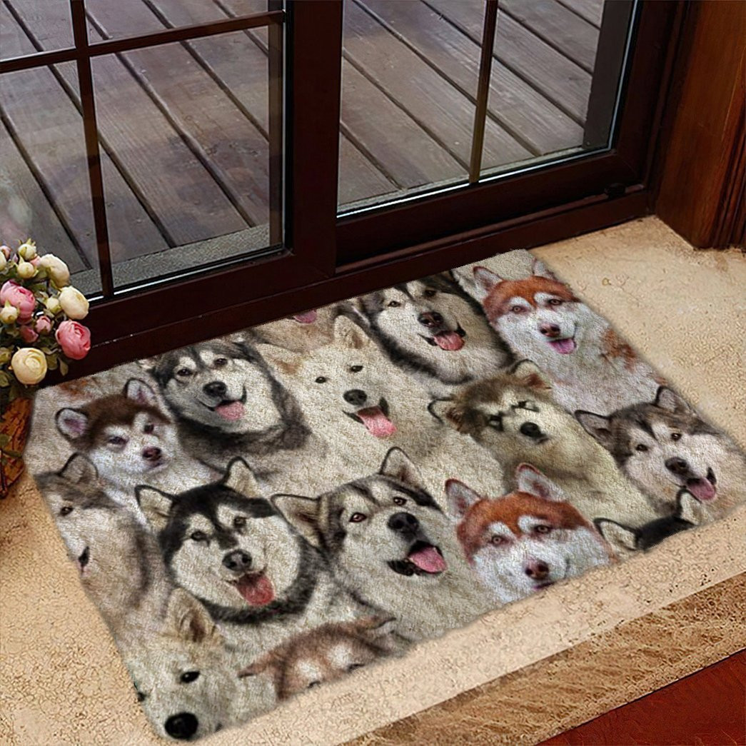 A Bunch Of Alaskan Malamutes Doormat Front Door Christmas Decorations Dog Gift Items Merch