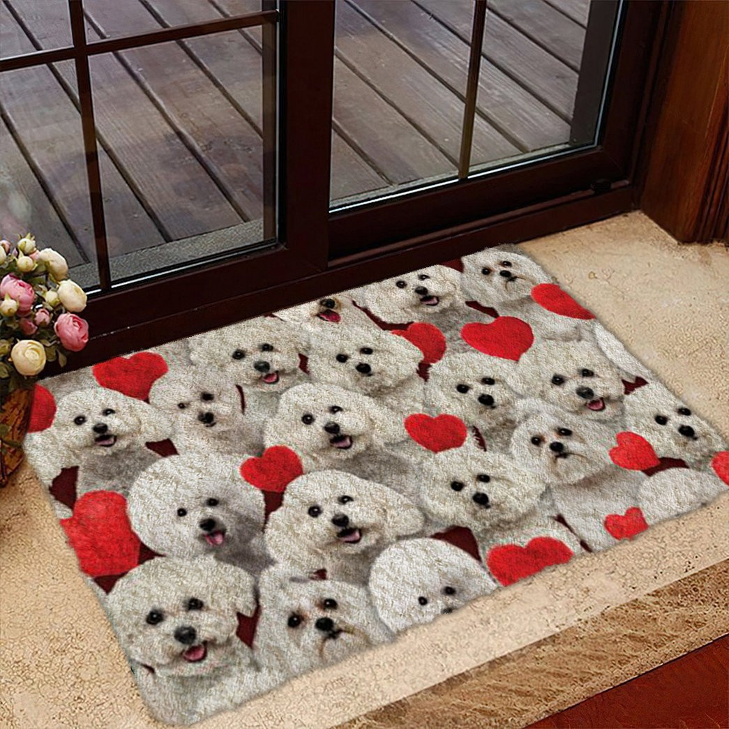 A Bunch Of Bichon Frises Doormat Foyer Christmas Decor Gift Idea For Dog Pet Lovers