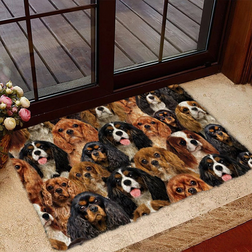 A Bunch Of Cavalier King Charles Spaniels Doormat Front Door Decor Xmas Gift For Dog Lover