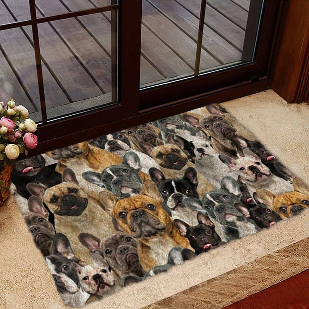 A Bunch Of French Bulldogs Doormat Front Entryway Ideas Cute Dog Owner Gift Ideas