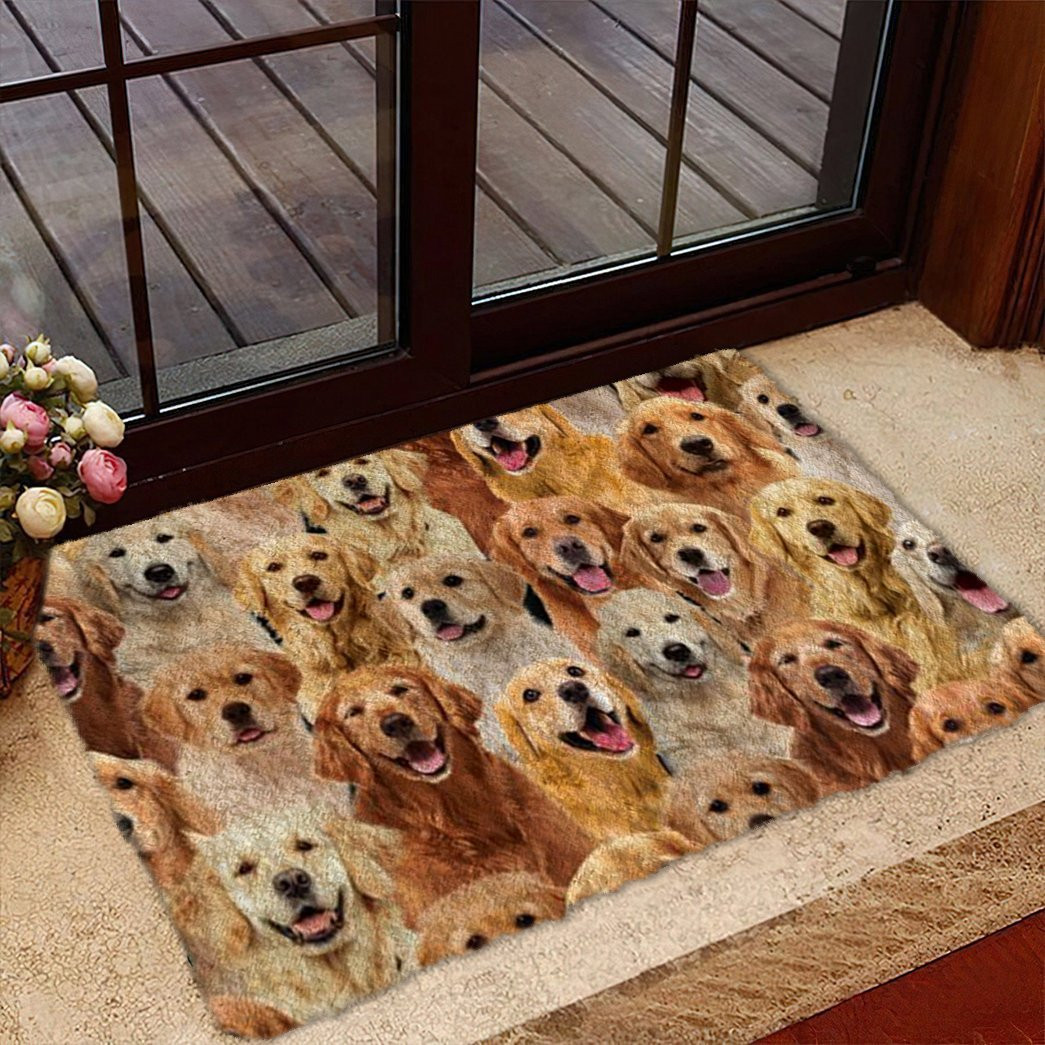A Bunch Of Golden Retrievers Doormat Entryway Rug Ideas Gifts For Dog Parents