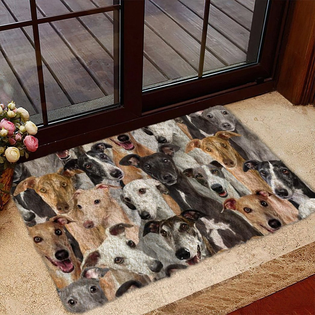 A Bunch Of Greyhounds Doormat Front Door Decor Cool Gifts For Dog Lovers