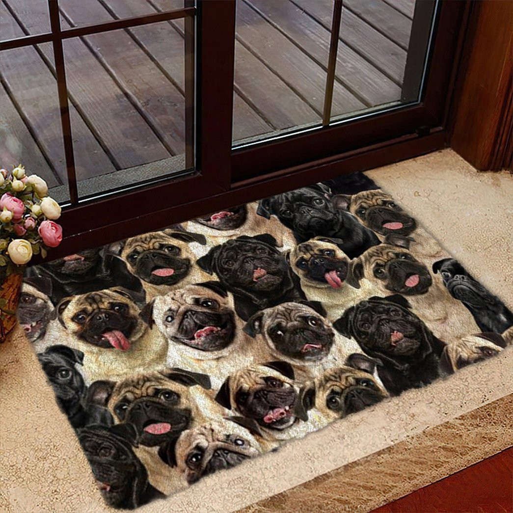 A Bunch Of Pugs Doormat Christmas Entryway Decor Cute Dog Owner Gift Ideas