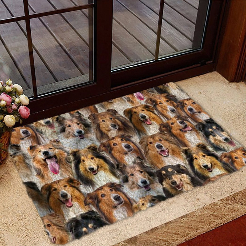 A Bunch Of Rough Collies Doormat Christmas Entryway Decor Gifts For Dog Parents