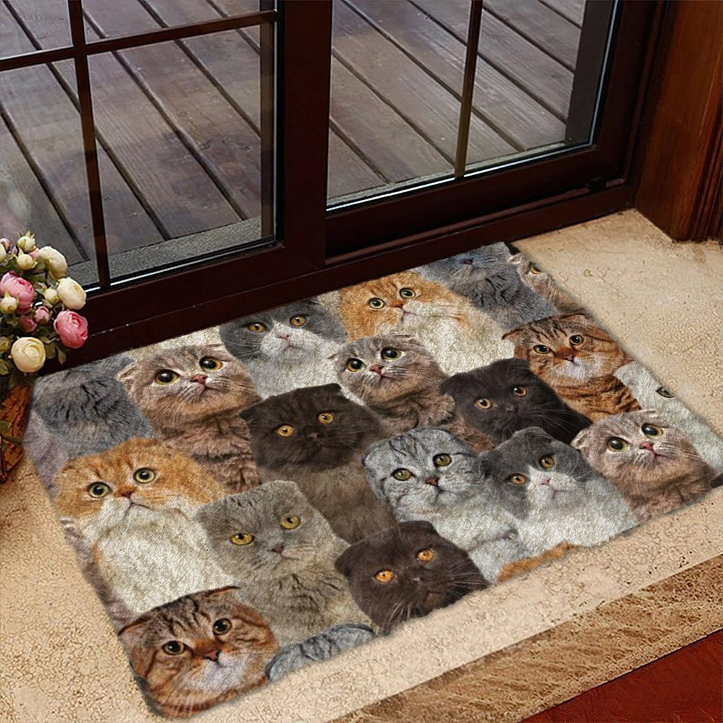 A Bunch Of Scottish Fold Cats Doormat Home Front Door Design Cat Presents For Women