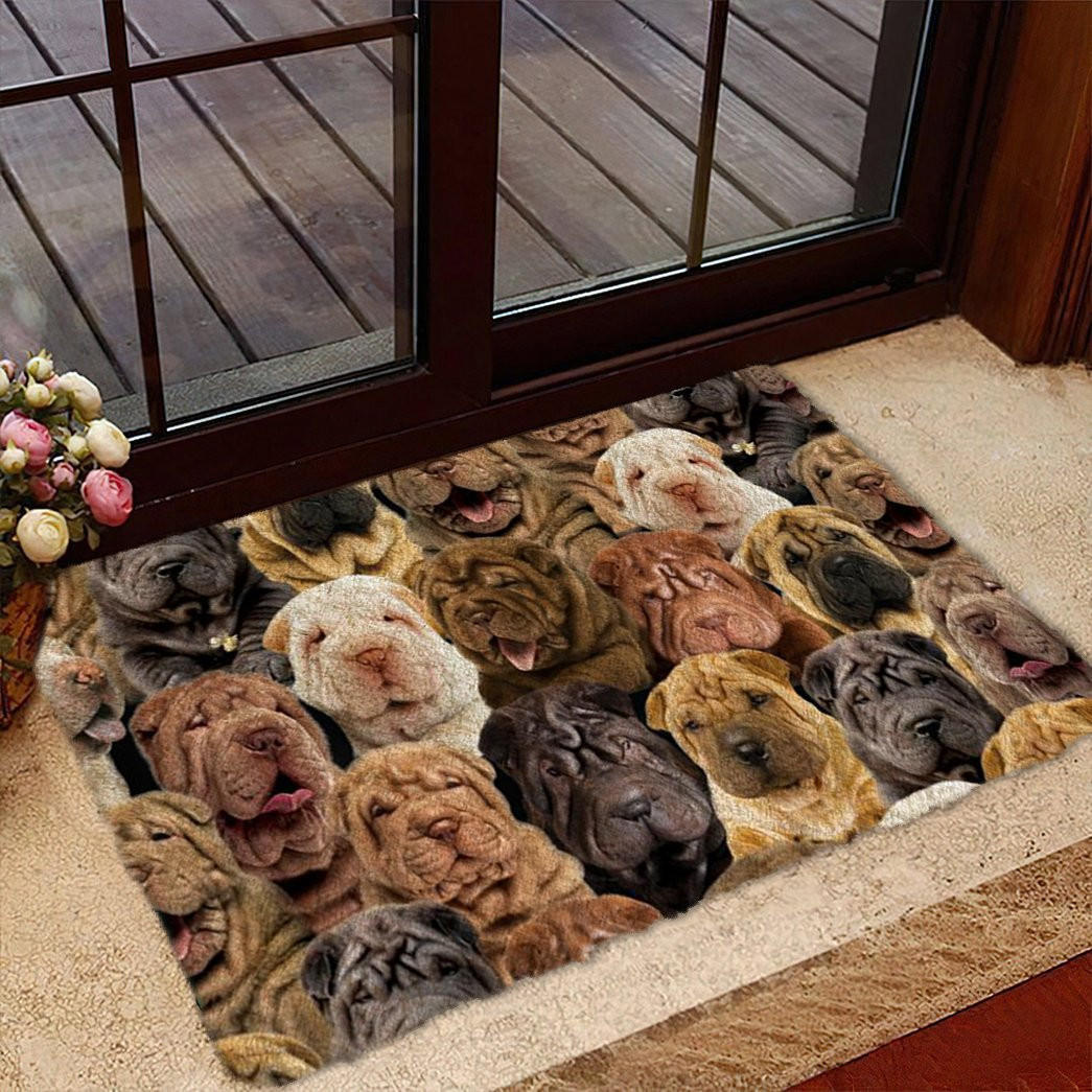 A Bunch Of Shar Peis Doormat Front Entryway Ideas Gift Ideas For Dog Lovers