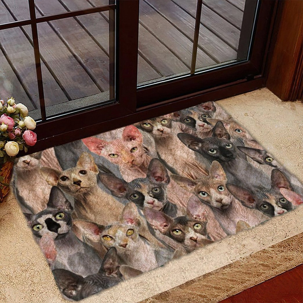 A Bunch Of Sphynx Cats Doormat Foyer Christmas Decor Good Gifts For Cat Lovers
