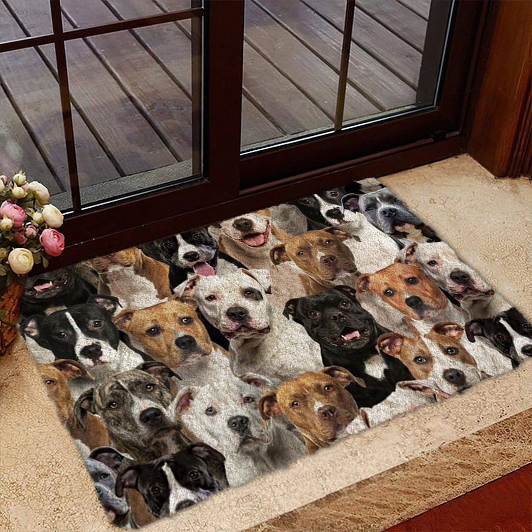 A Bunch Of Staffordshire Bull Terriersstaffy Doormat Entryway Decor Unique Dog Gifts