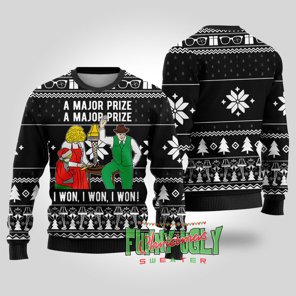 A Christmas Major Prize Funny Ugly Sweater Black Warm and Comfy Sweater for Winter Days