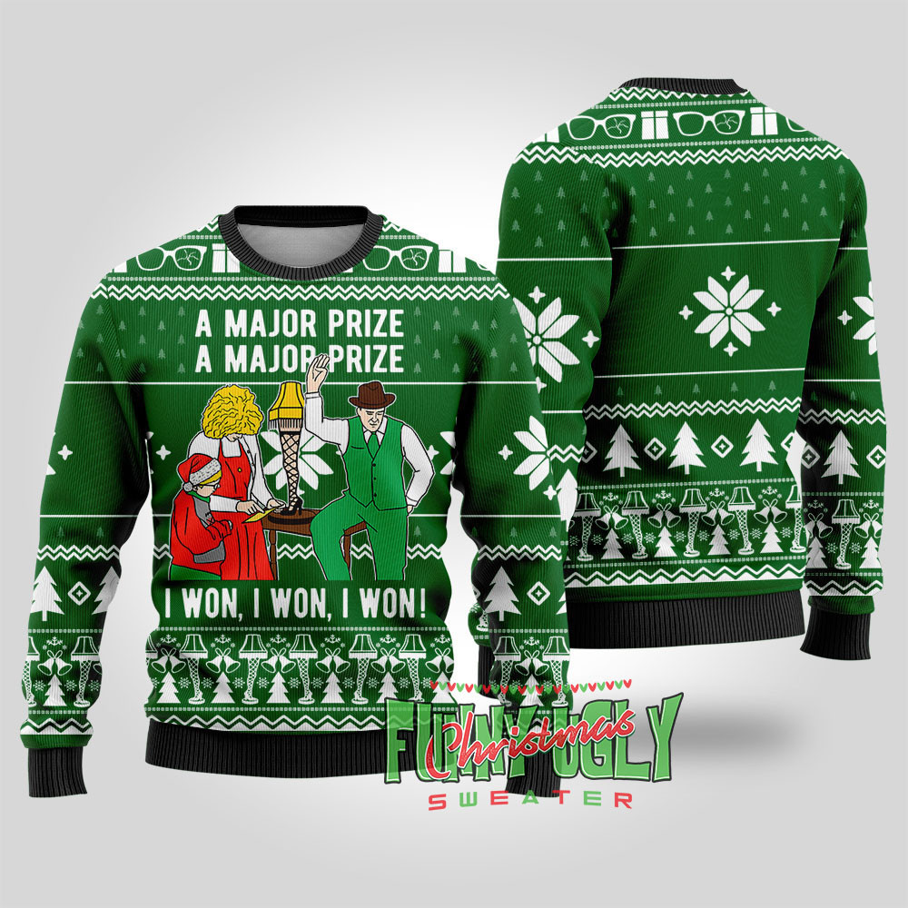 A Christmas Major Prize Funny Ugly Sweater Forest Green Custom Holiday Sweater Merch That Warms the Heart