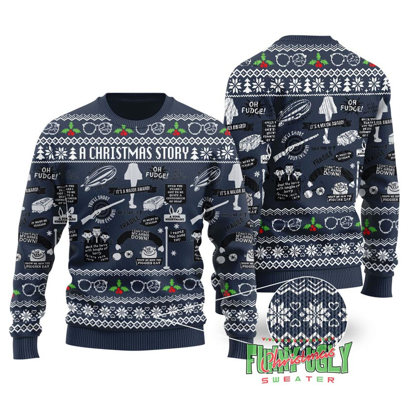 A Christmas Story Christmas Sweater Navy Perfect Holiday Gift Merch for Sweater Lovers
