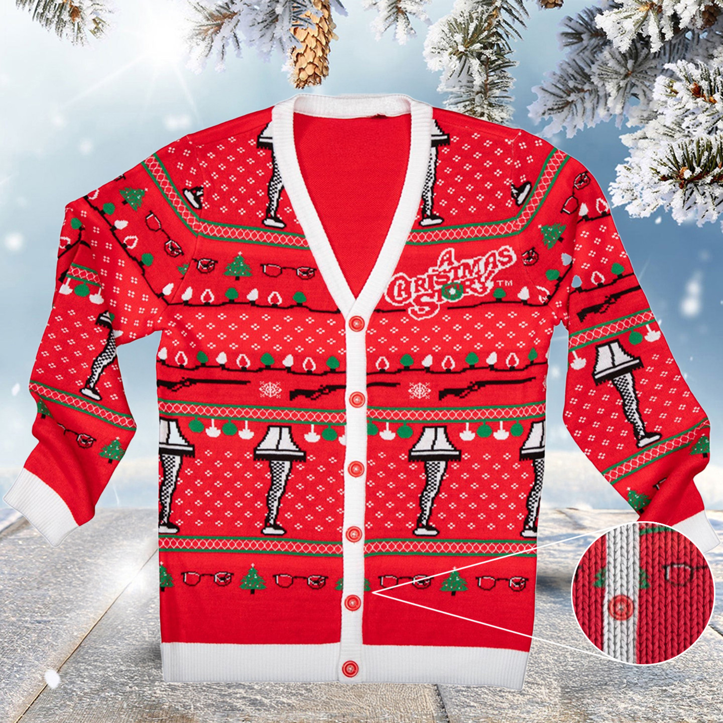 A Christmas Story Leg Lamp Button Up Cardigan Funny Xmas Clothes Christmas Gift For Mom