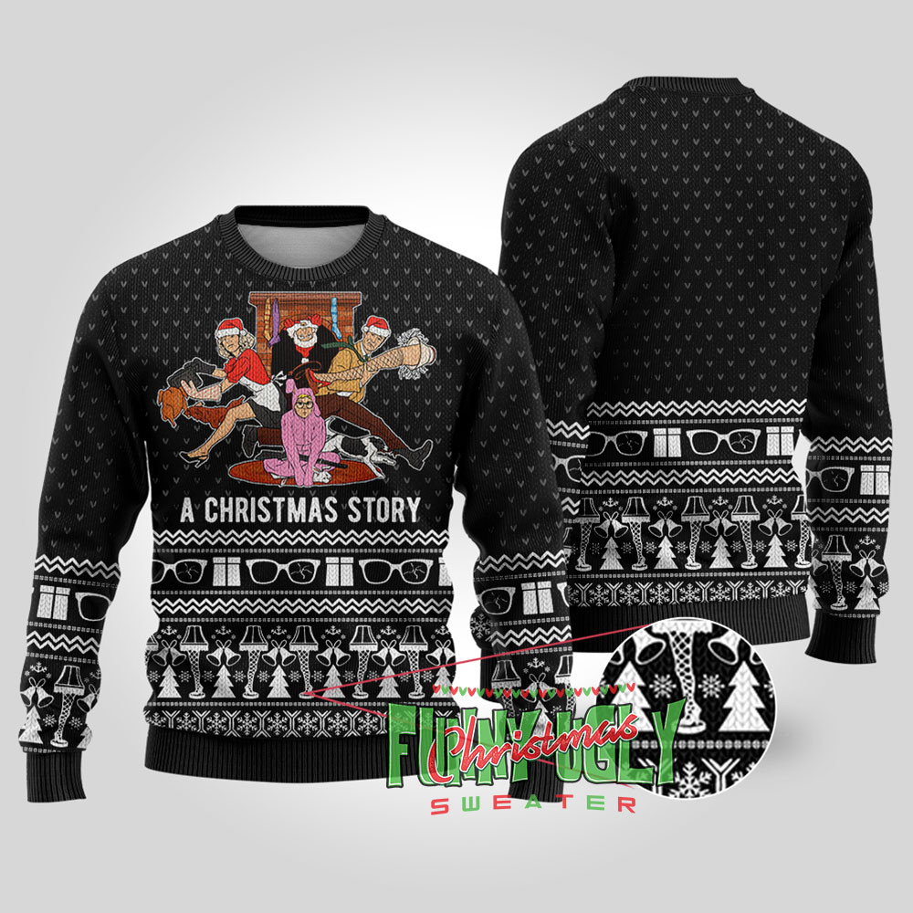 A Christmas Story Movie Christmas Sweater Black Exclusive Holiday Sweater Merch for Gift Giving
