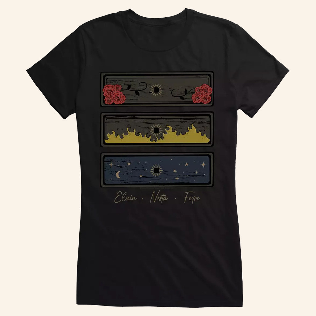 A Court Of Thorns And Roses Merch Elain Nesta Feyre T-Shirt Book Lovers Gifts For Sisters