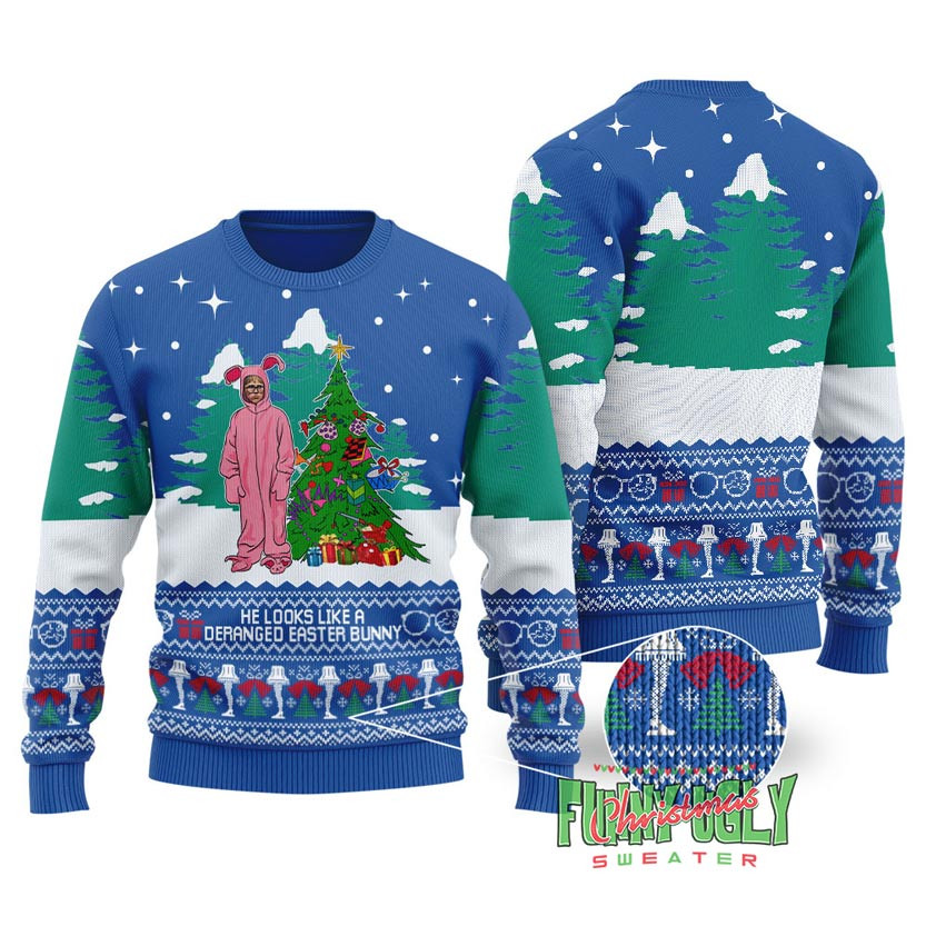 A Deranged Easter Bunny A Christmas Story Christmas Sweater Royal Casual Winter Sweatshirt for Daily Comfort