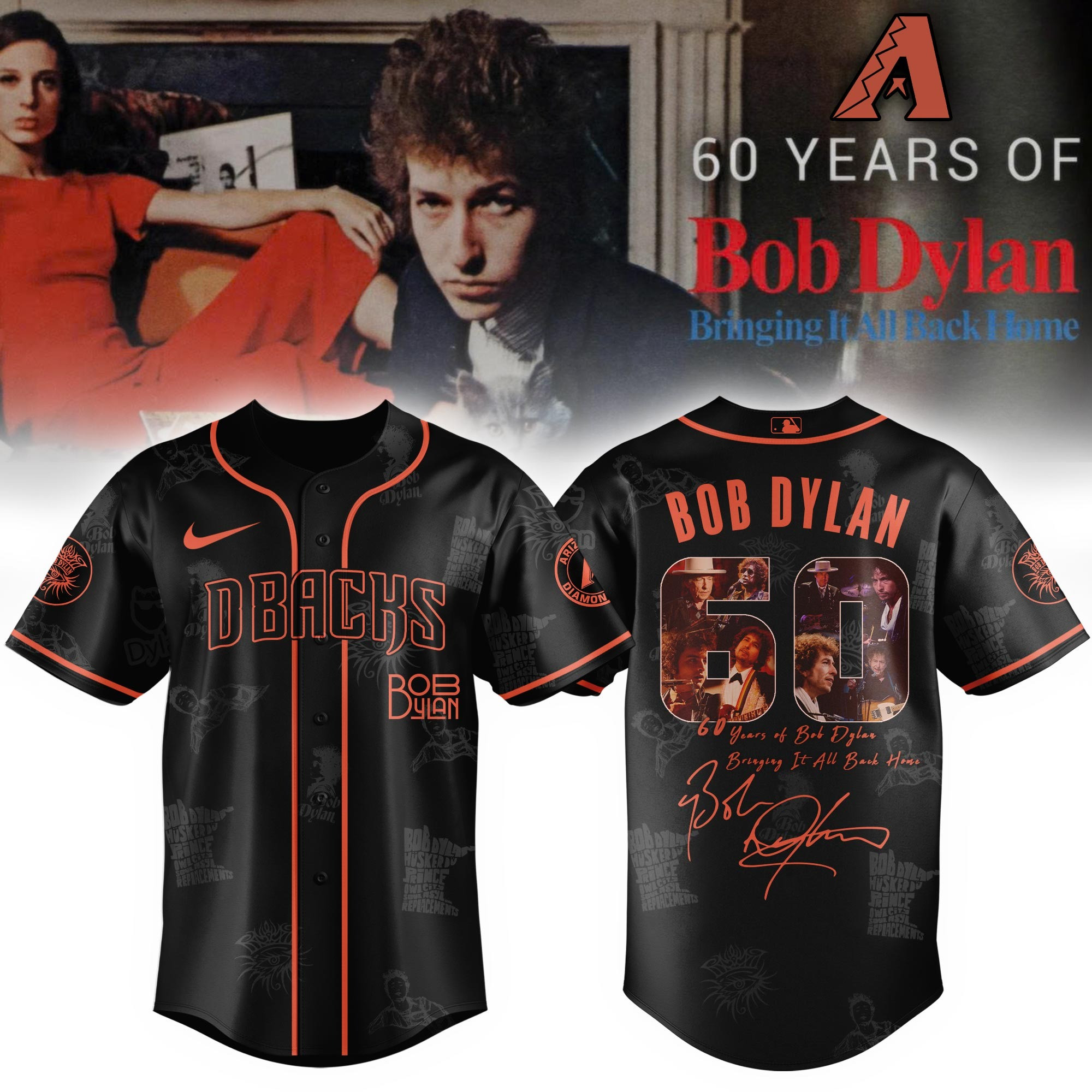 A Diamondbacks x Bob Dylan 60th Bringing It All Back Home Jerse Gifts For Fan
