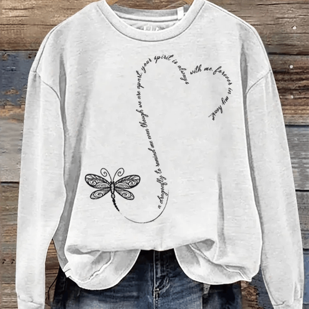 A Dragonfly Protects You In Your Heart Sweatshirt Inspirational Slogan Clothing Line
