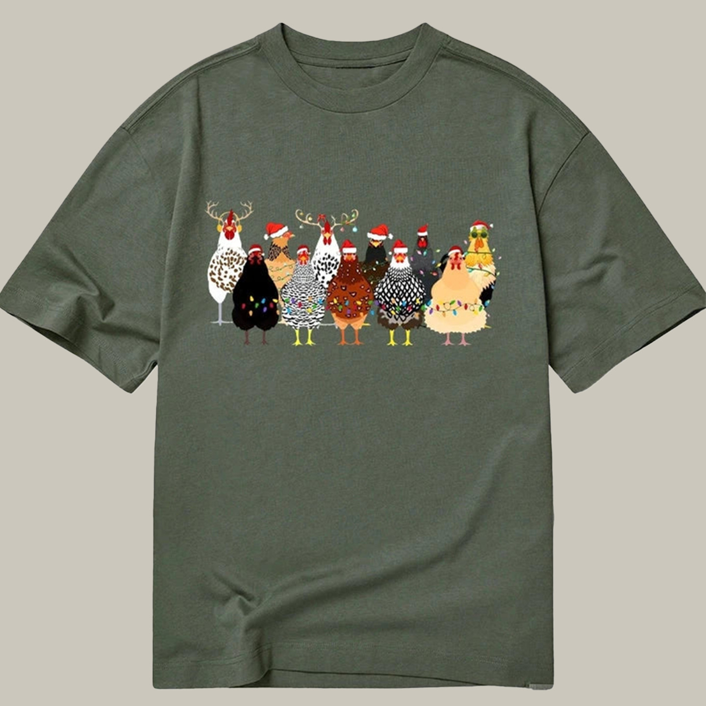 A Flock Of Christmas Chickens Classic Shirt Funny Graphic T-Shirts Chicken Lover Presents