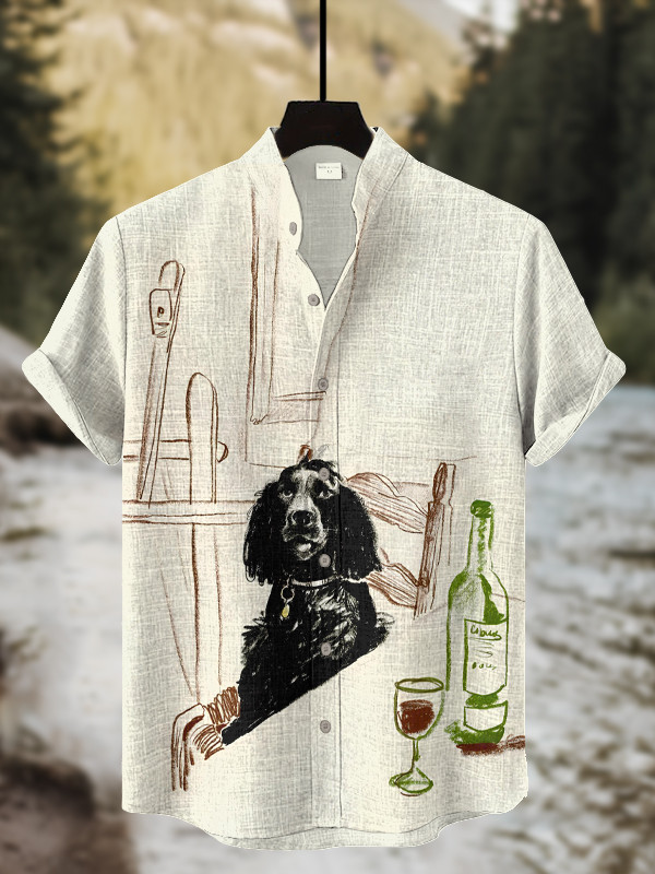 A Graffiti Dog And Red Wine Art Hawaiian Shirt Birthday Gift For Husband