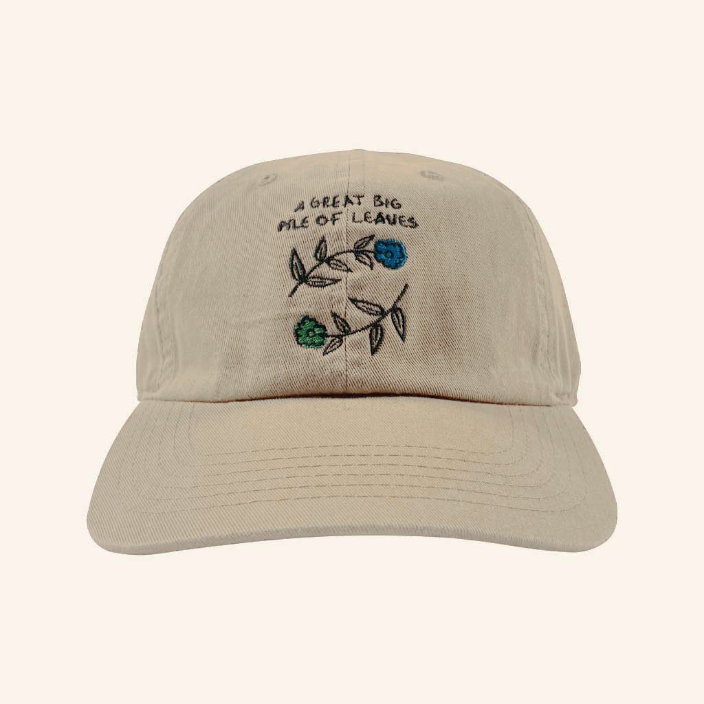 A Great Big Pile of Leaves Merch Blue And Green Flower Brown Embroidered Hat Gifts For Her A Great Big Pile of Leaves Merch Blue And Green Flower Brown Embroidered Hat Gifts For Her