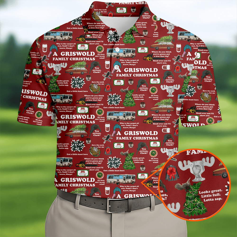 A Griswold Family Christmas Men S Golf Polo Shirts Christmas Golf Shirt Polo Shirts For Men