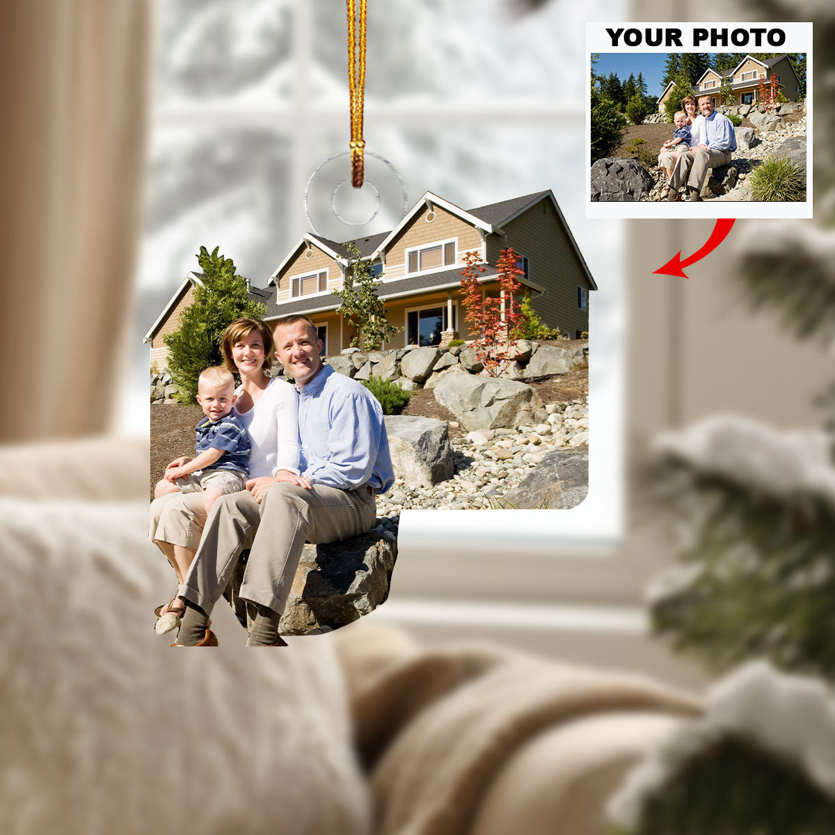 A Home Of Our Heart Personalized Photo Mica Ornament Christmas Gift For Family Members