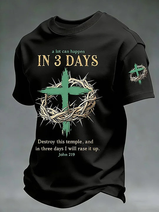 A Lot Can Happen In 3 Days Easter T-Shirt Jesus Cross Crown Of Thorns Faith Gift For Christians