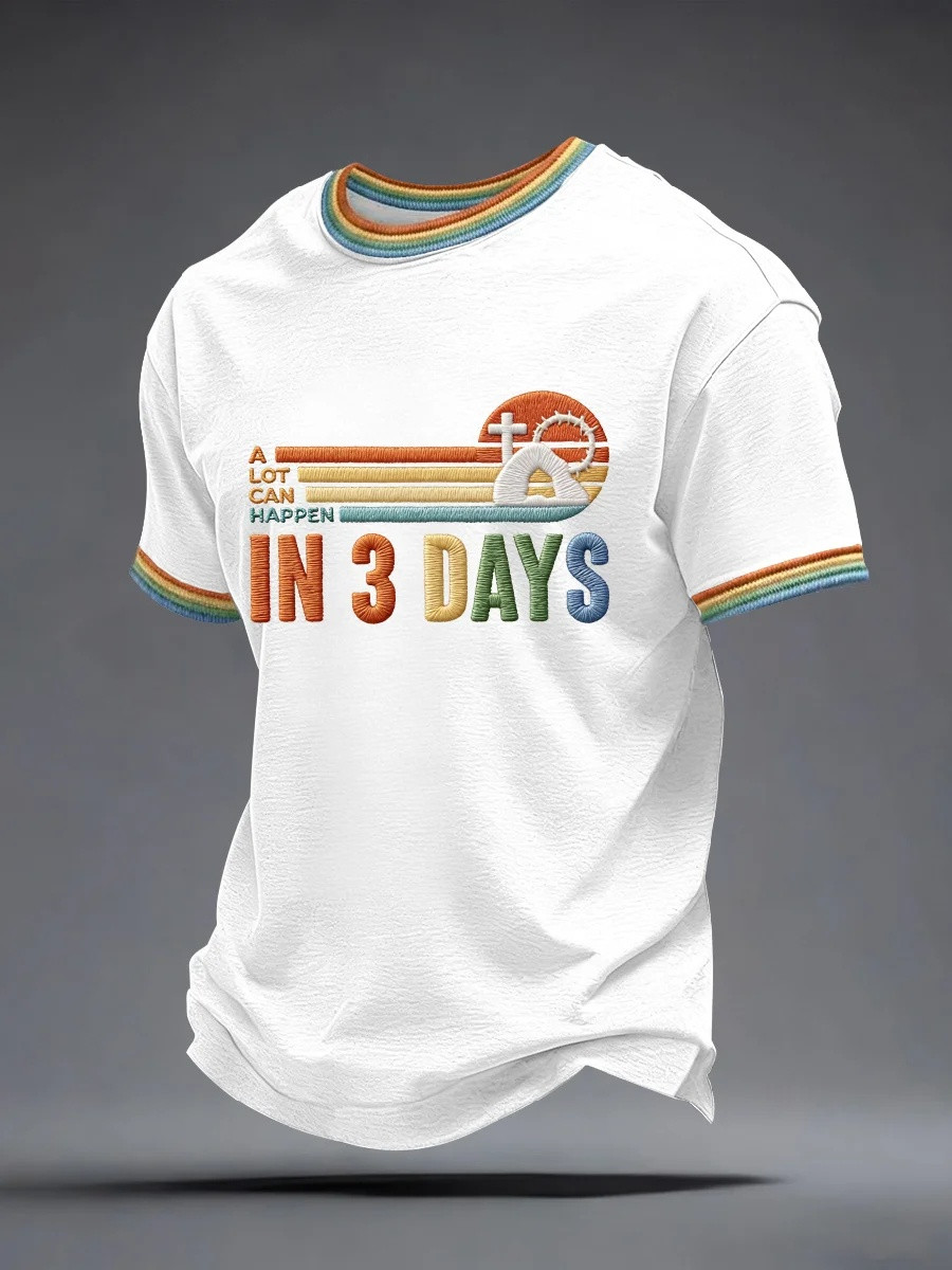 A Lot Can Happen In 3 Days T-Shirt Men Easter Graphic Tees Christian Faith Apparel Gift