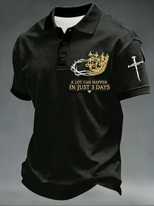 A Lot Can Happen In Just 3 Days Polo Shirt Easter Crown Cross Faith Clothing Gift For Believers