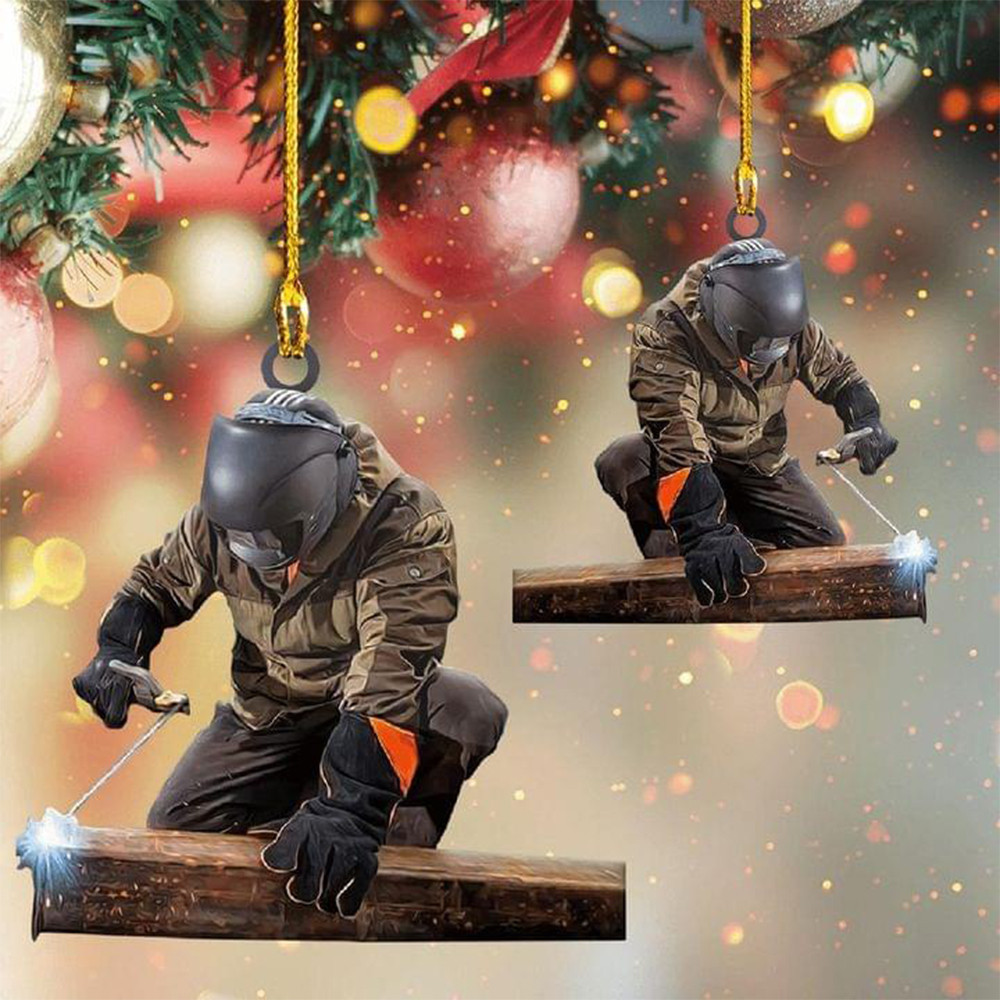 A Man Welder In Brown Uniform Ornament Christmas Tree Decorations Ideas 2024 Gifts For Welder