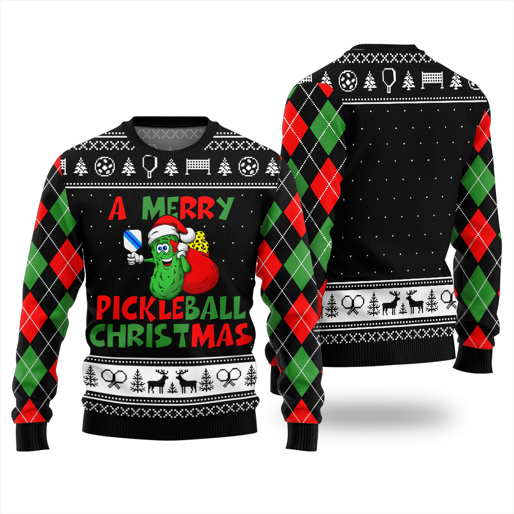 A Merry Pickleball Christmas Ugly Sweater Trending Christmas Merch Gift 2025 Collection