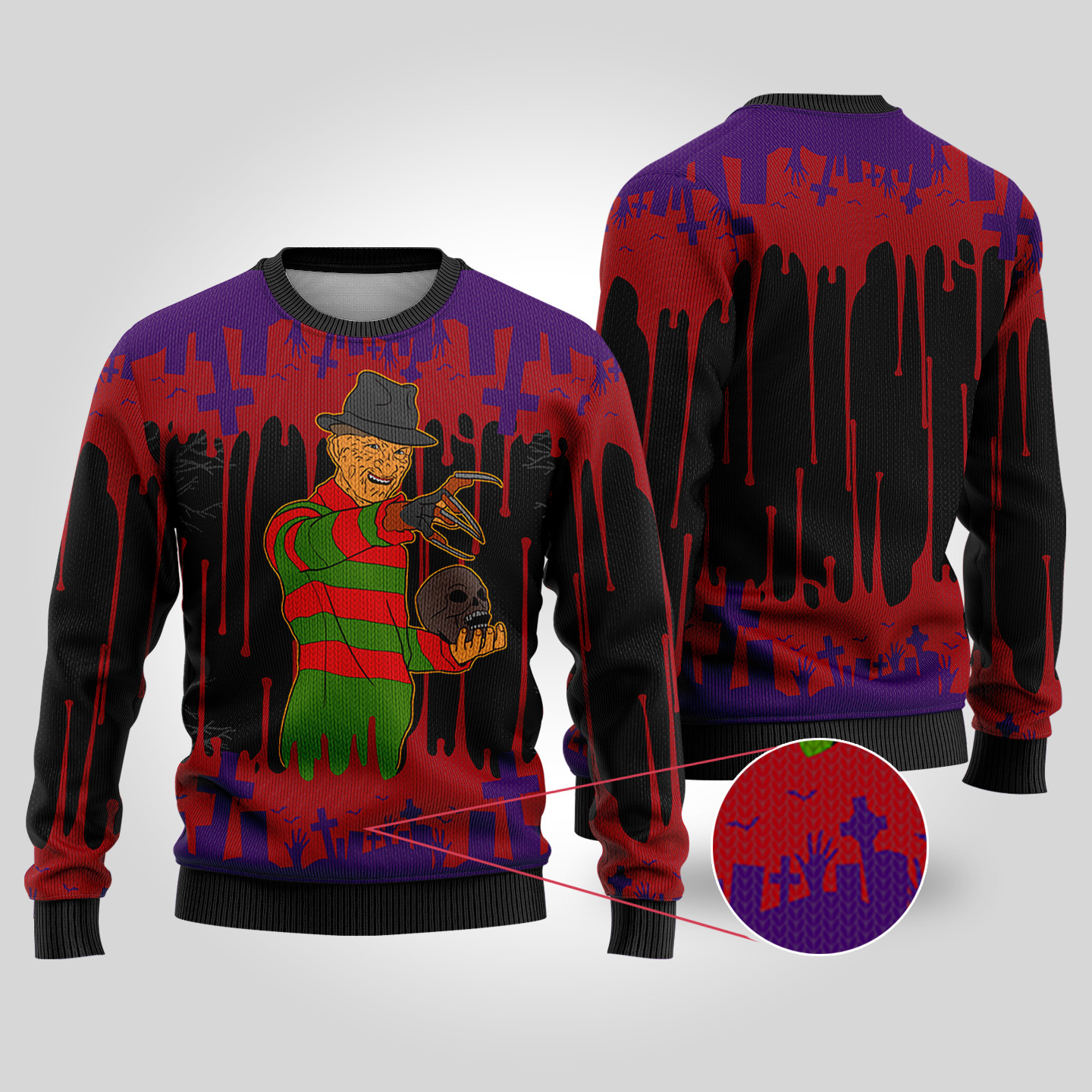 A Nightmare On Elm Street Fred Krueger Halloween Sweater Black Soft Cotton Sweatshirt for Winter Comfort