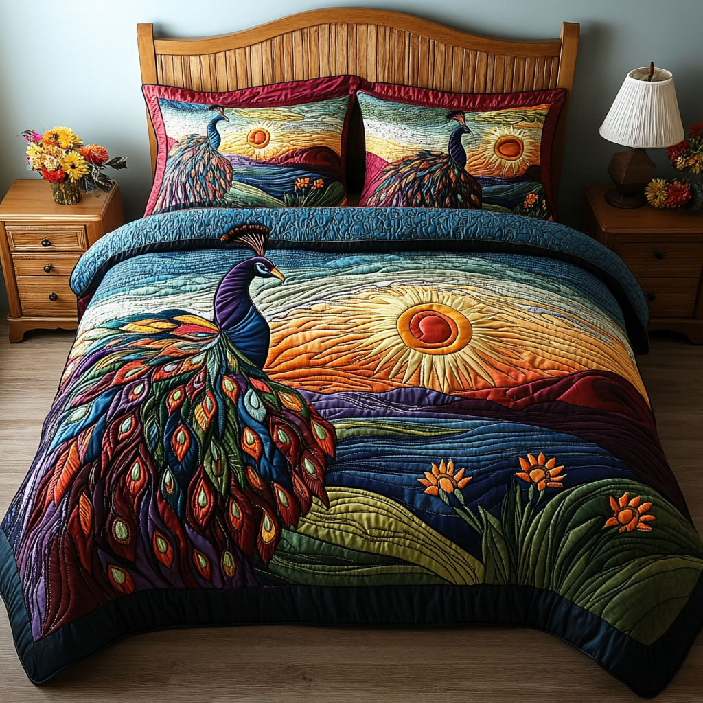 A Plumed Path Through Paradise Quilted Bedding Set Cute Room Decor Family Christmas Presents