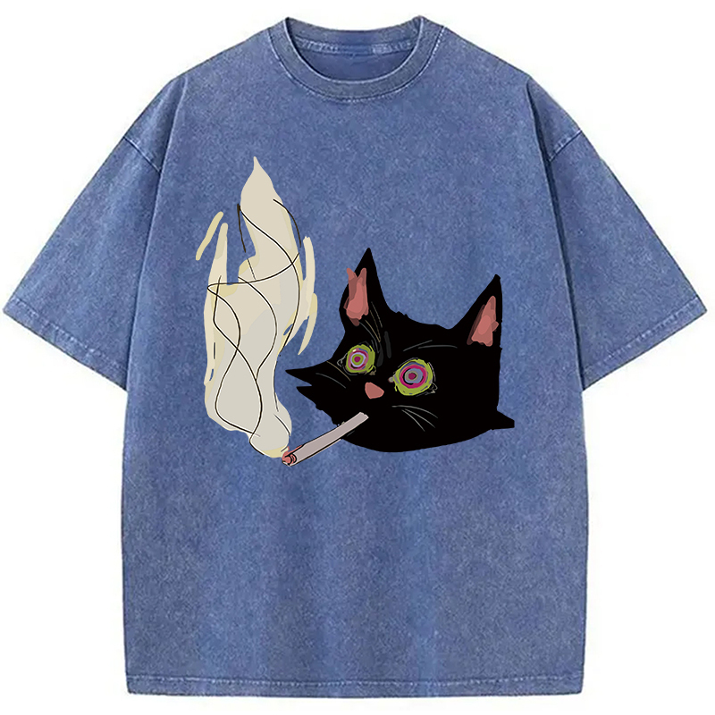 A Smoking Person Washed T-Shirt Funny Aesthetic Trendy Apparel Gifts For Friends